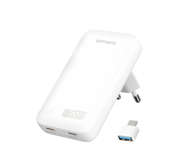 4smarts Ładowarka sieciowa FlatPlug Slim Dual 65W GaN 2xUSB-C biały - 1344059 - zdjęcie